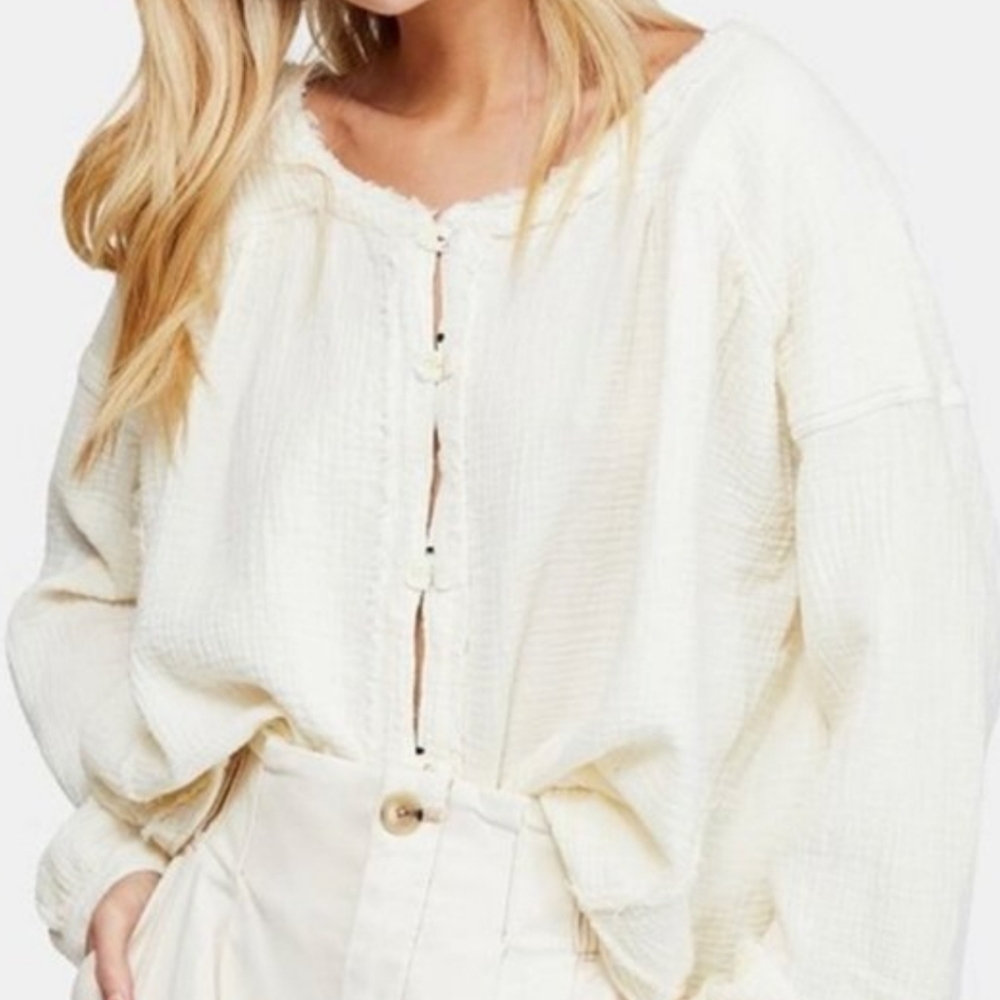 We The Free Ivory Long Sleeve Blouse